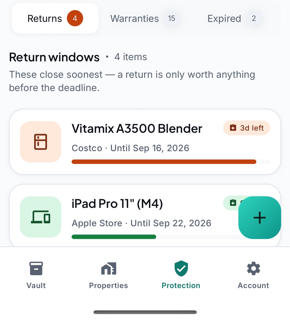 Return windows, sample data.