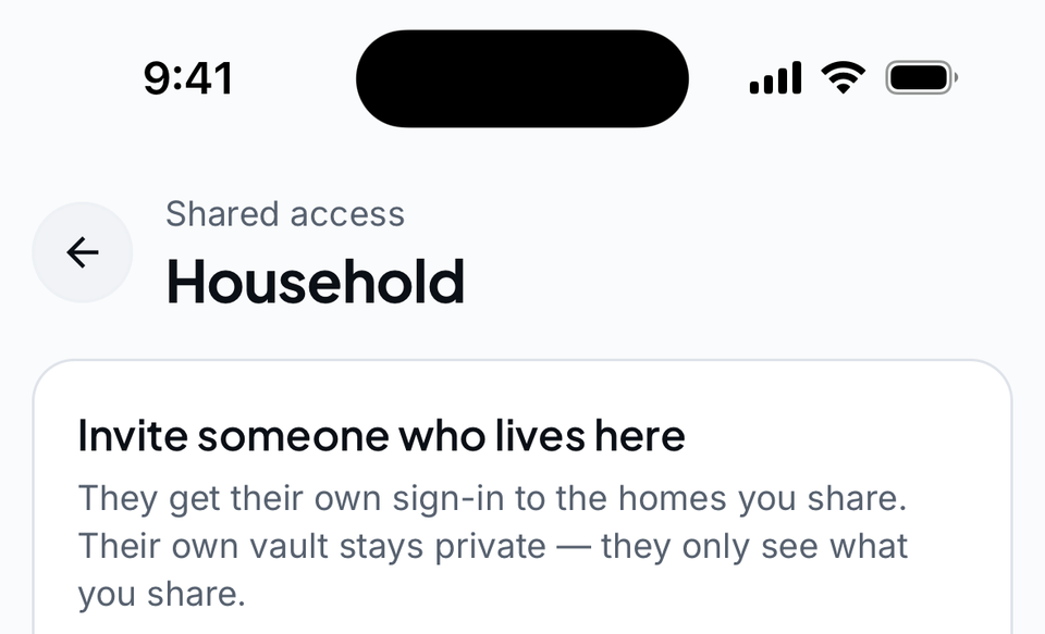 Sample data: the app's invite card for a property.